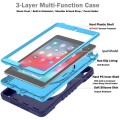 For iPad Air / Air 2 / 9.7 2018 / 2017 X Rotation PC Hybrid Silicone Tablet Case with Strap(Navy Sky