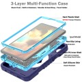 For Samsung Galaxy Tab A9 X110 X Rotation PC Hybrid Silicone Tablet Case with Strap(Navy Sky Blue)