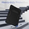 For Samsung Galaxy Tab A9+ X216 Contrast Color Robot Silicone Hybrid PC Tablet Case with Holder(Blac