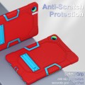 For Samsung Galaxy Tab A9+ X216 Contrast Color Robot Silicone Hybrid PC Tablet Case with Holder(Red