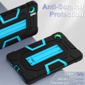 For Samsung Galaxy Tab A9 X115 Contrast Color Robot Silicone Hybrid PC Tablet Case with Holder(Black