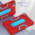 For Samsung Galaxy Tab A9 X115 Contrast Color Robot Silicone Hybrid PC Tablet Case with Holder(Red B