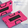 For Samsung Galaxy Tab A9 X115 Contrast Color Robot Silicone Hybrid PC Tablet Case with Holder(Rose
