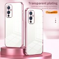 For OnePlus 9 Transparent Plating Fine Hole Phone Case(Gold)