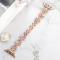For Apple Watch Ultra 49mm 5-petaled Flower Zinc Alloy Chain Watch Band(Rose Gold Colorful)