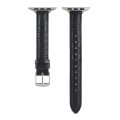 For Apple Watch Ultra 2 49mm Slim Crocodile Leather Watch Band(Black)
