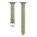 For Apple Watch Series 9 45mm Slim Crocodile Leather Watch Band(Light Green)