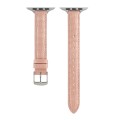 For Apple Watch Series 9 41mm Slim Crocodile Leather Watch Band(Pink)