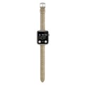 For Apple Watch Series 9 41mm Slim Crocodile Leather Watch Band(Khaki)