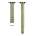 For Apple Watch Series 8 41mm Slim Crocodile Leather Watch Band(Light Green)