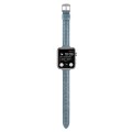 For Apple Watch SE 2022 40mm Slim Crocodile Leather Watch Band(Light Blue)