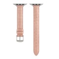 For Apple Watch Series 7 41mm Slim Crocodile Leather Watch Band(Pink)