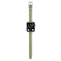 For Apple Watch SE 44mm Slim Crocodile Leather Watch Band(Light Green)