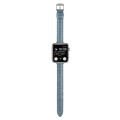 For Apple Watch Series 6 44mm Slim Crocodile Leather Watch Band(Light Blue)