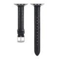 For Apple Watch Series 6 44mm Slim Crocodile Leather Watch Band(Black)