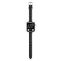 For Apple Watch Series 5 44mm Slim Crocodile Leather Watch Band(Black)
