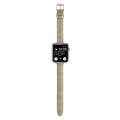 For Apple Watch 42mm Slim Crocodile Leather Watch Band(Khaki)