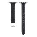 For Apple Watch 42mm Slim Crocodile Leather Watch Band(Black)