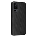 For TCL 40 XL Carbon Fiber Texture Flip Leather Phone Case(Black)