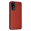 For TCL 40 XL Carbon Fiber Texture Flip Leather Phone Case(Brown)