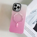 For iPhone 15 Pro Max MagSafe IMD Gradient PC Hybrid TPU Phone Case(Pink)
