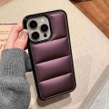 For iPhone 12 Big Hole Eiderdown Airbag Phone Case(Wine Red)