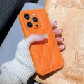 For iPhone 12 Pro Max Fine Hole 8-shaped Texture Eiderdown Airbag Phone Case(Orange)