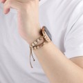 For Apple Watch Series 3 42mm Heart Stones Drawstring Chain Watch Band(White Brown)