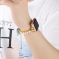 For Apple Watch SE 44mm Pearl Bracelet Metal Watch Band(Gold)