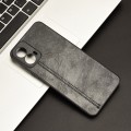 For Motorola Moto G34 Cow Pattern Sewing Back Cover Phone Case(Black)