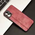 For Motorola Moto G34 Cow Pattern Sewing Back Cover Phone Case(Red)