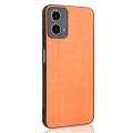 For Motorola Moto G34 Cow Pattern Sewing Back Cover Phone Case(Orange)