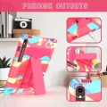 For Samsung Galaxy Tab S9 FE / S9 T Holder Robot Silicone Hybrid PC Tablet Case(Camouflage Rose Red)
