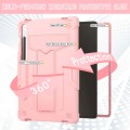 For Samsung Galaxy Tab S9 FE / S9 T Holder Robot Silicone Hybrid PC Tablet Case(Rose Gold)