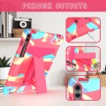 For Samsung Galaxy Tab S9 FE+ / S9+ T Holder Robot Silicone Hybrid PC Tablet Case(Camouflage Rose Re