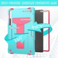 For Samsung Galaxy Tab S9 FE+ / S9+ T Holder Robot Silicone Hybrid PC Tablet Case(Mint Rose Red)