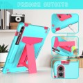 For Samsung Galaxy Tab S9 FE+ / S9+ T Holder Robot Silicone Hybrid PC Tablet Case(Mint Rose Red)