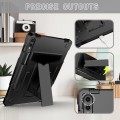 For Samsung Galaxy Tab S9 FE+ / S9+ T Holder Robot Silicone Hybrid PC Tablet Case(Black)