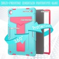 For Samsung Galaxy Tab A9+ T Holder Robot Silicone Hybrid PC Tablet Case(Mint Rose Red)