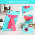 For Samsung Galaxy Tab A9+ T Holder Robot Silicone Hybrid PC Tablet Case(Mint Rose Red)