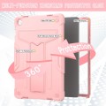 For Samsung Galaxy Tab A9+ T Holder Robot Silicone Hybrid PC Tablet Case(Rose Gold)