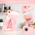For Samsung Galaxy Tab A9+ T Holder Robot Silicone Hybrid PC Tablet Case(Rose Gold)