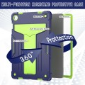 For Samsung Galaxy Tab A9+ T Holder Robot Silicone Hybrid PC Tablet Case(Navy Yellow Green)