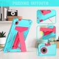 For Samsung Galaxy Tab A9 T Holder Robot Silicone Hybrid PC Tablet Case(Mint Rose Red)
