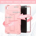 For Samsung Galaxy Tab A9 T Holder Robot Silicone Hybrid PC Tablet Case(Rose Gold)