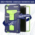 For Samsung Galaxy Tab A9 T Holder Robot Silicone Hybrid PC Tablet Case(Navy Yellow Green)