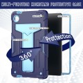 For Samsung Galaxy Tab A9 T Holder Robot Silicone Hybrid PC Tablet Case(Navy Blue Blue)