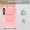 For Samsung Galaxy Tab S9 FE+ / S9+ Handle Robot Silicone Hybrid PC Tablet Case(Rose Gold)