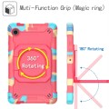 For Samsung Galaxy Tab A9 Handle Robot Silicone Hybrid PC Tablet Case(Camouflage Rose Red)