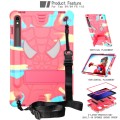 For Samsung Galaxy Tab S9 FE / S9 Fold-Holder Spider Silicone Hybrid PC Tablet Case(Camouflage Rose